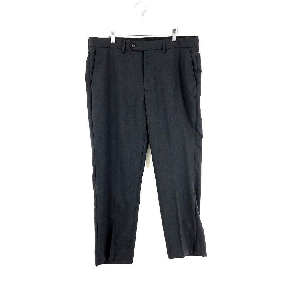 Pronto Uomo Wool Gray Flat Front Mid Rise Dress Pants 39/30 Tagged 36 See Descri